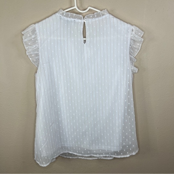 LARGE WHITE FRILLY BLOUSE RUFFLE ACCENT ACADEMIA A LOVE STORY - Picture 4 of 9